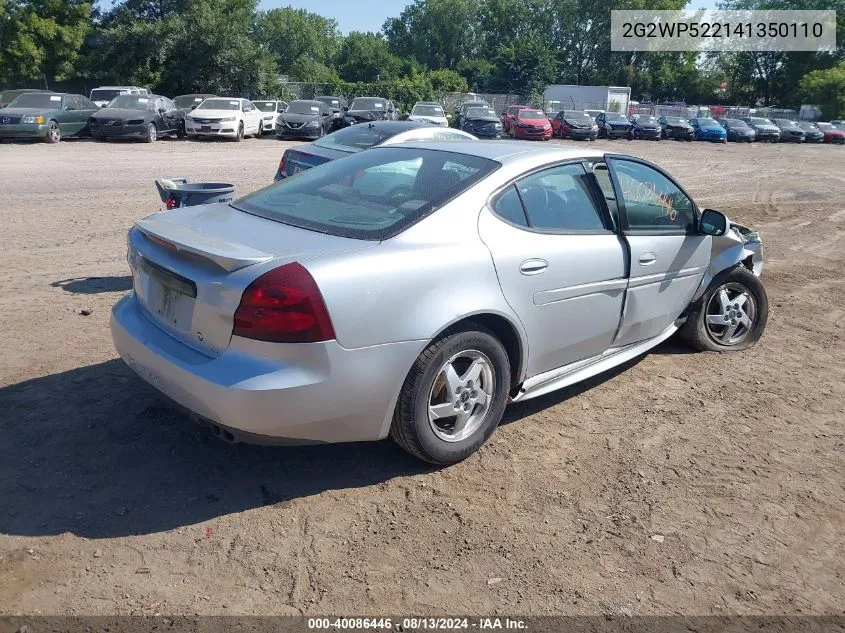 2004 Pontiac Grand Prix Gt1 VIN: 2G2WP522141350110 Lot: 40086446