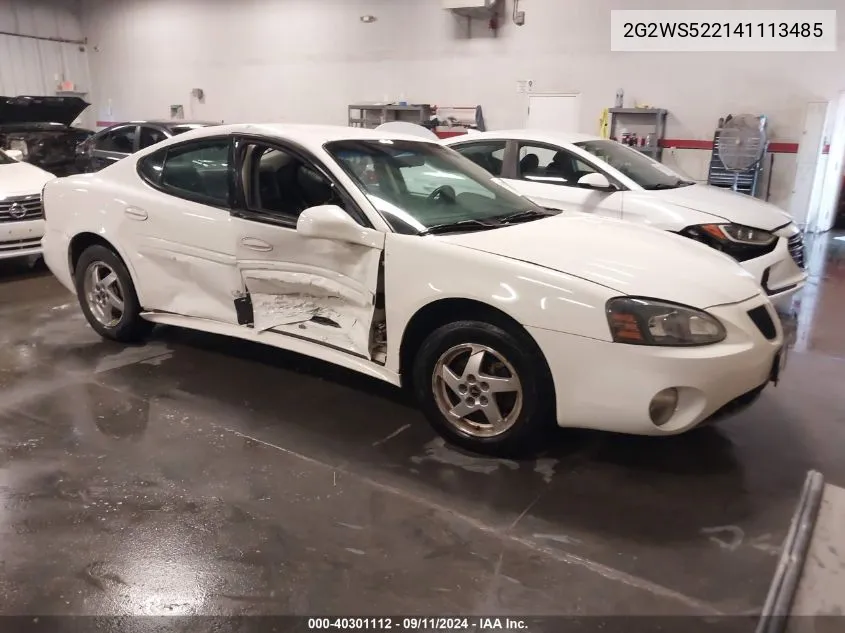 2004 Pontiac Grand Prix Gt2 VIN: 2G2WS522141113485 Lot: 40301112