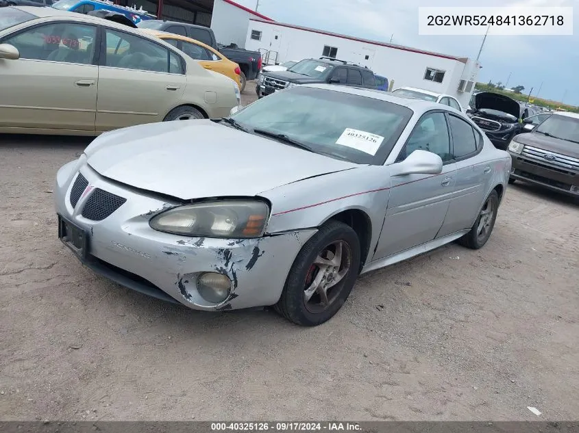 2004 Pontiac Grand Prix Gtp VIN: 2G2WR524841362718 Lot: 40325126