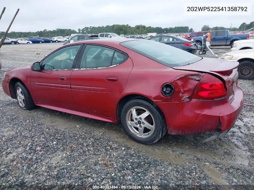 2G2WP522541358792 2004 Pontiac Grand Prix Gt1