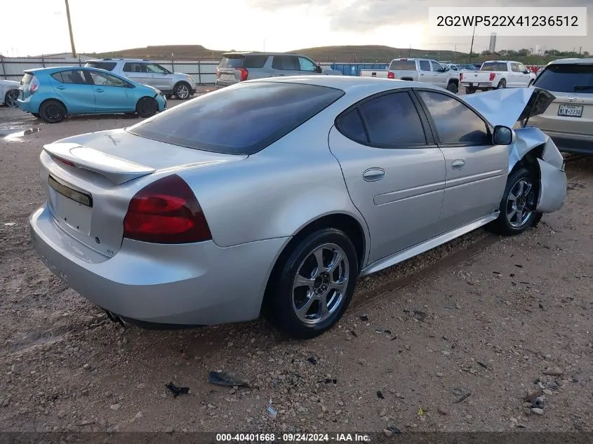 2004 Pontiac Grand Prix Gt VIN: 2G2WP522X41236512 Lot: 40401668