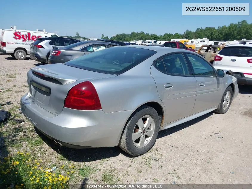 2005 Pontiac Grand Prix VIN: 2G2WS522651200509 Lot: 12034742