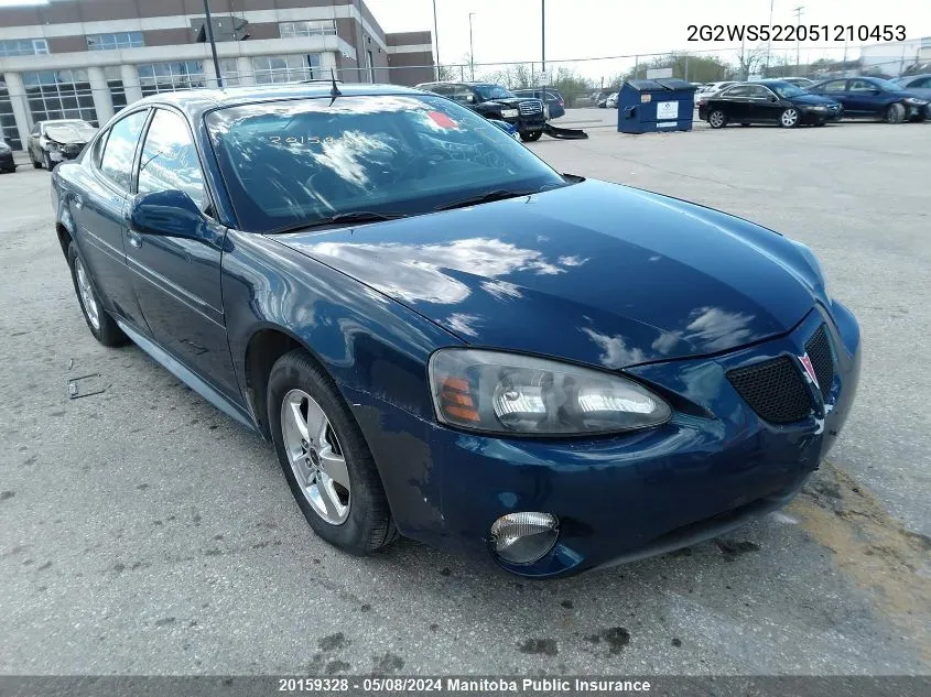 2005 Pontiac Grand Prix Gt VIN: 2G2WS522051210453 Lot: 20159328