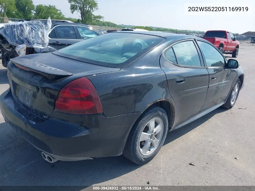 2005 Pontiac Grand Prix Gt VIN: 2G2WS522051169919 Lot: 39426932