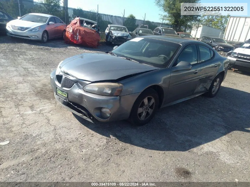 2005 Pontiac Grand Prix VIN: 2G2WP522551322005 Lot: 39475109