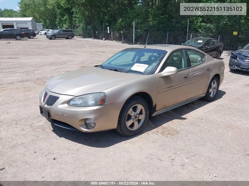 2005 Pontiac Grand Prix Gt VIN: 2G2WS522151135102 Lot: 39481151