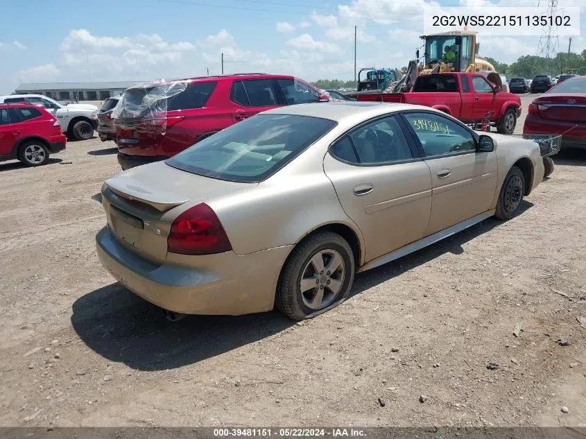 2005 Pontiac Grand Prix Gt VIN: 2G2WS522151135102 Lot: 39481151