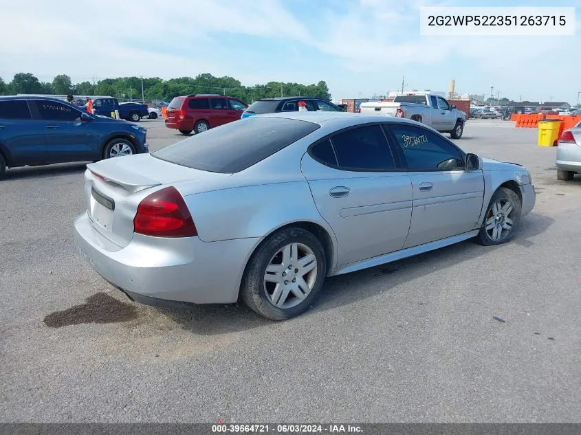 2005 Pontiac Grand Prix VIN: 2G2WP522351263715 Lot: 39564721