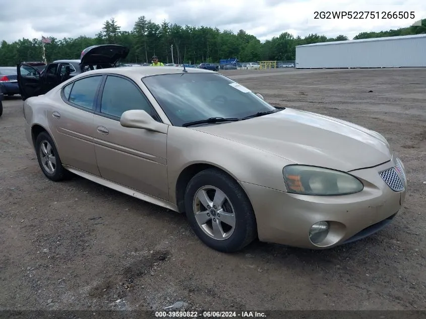 2005 Pontiac Grand Prix VIN: 2G2WP522751266505 Lot: 39590822