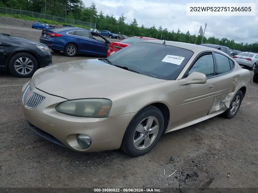 2005 Pontiac Grand Prix VIN: 2G2WP522751266505 Lot: 39590822