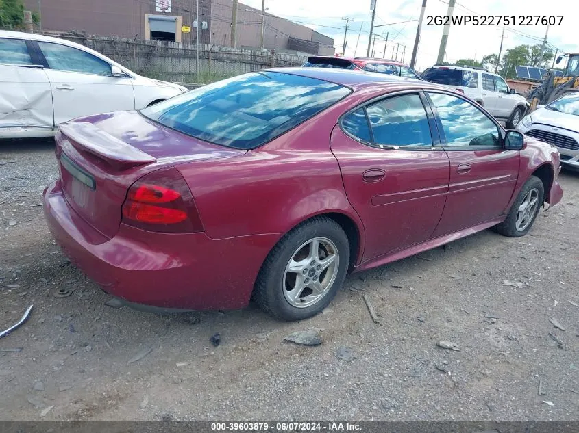 2005 Pontiac Grand Prix VIN: 2G2WP522751227607 Lot: 39603879