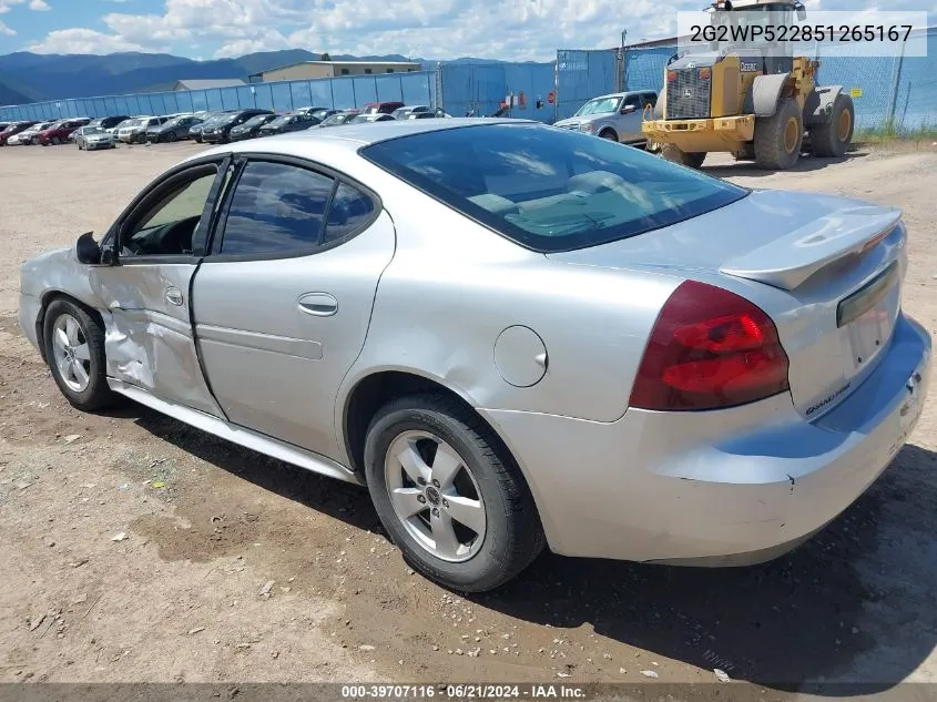 2005 Pontiac Grand Prix VIN: 2G2WP522851265167 Lot: 39707116