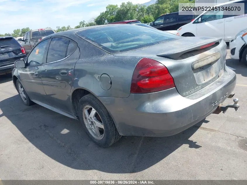 2005 Pontiac Grand Prix VIN: 2G2WP522451346070 Lot: 39719836