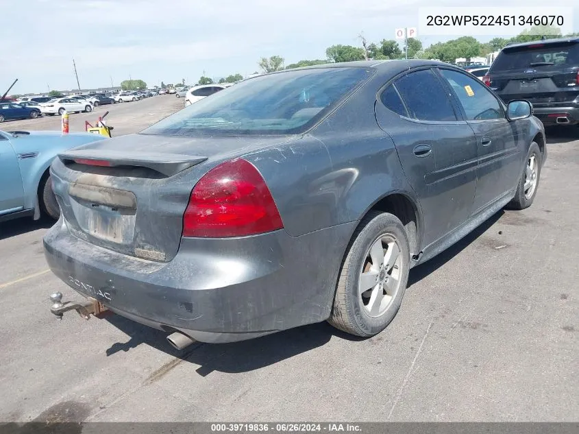 2005 Pontiac Grand Prix VIN: 2G2WP522451346070 Lot: 39719836