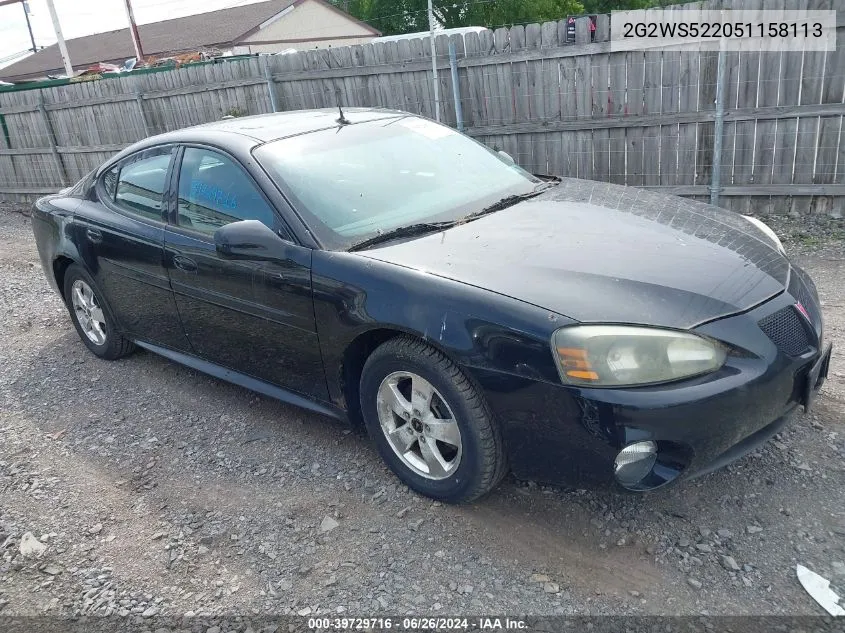 2005 Pontiac Grand Prix Gt VIN: 2G2WS522051158113 Lot: 39729716