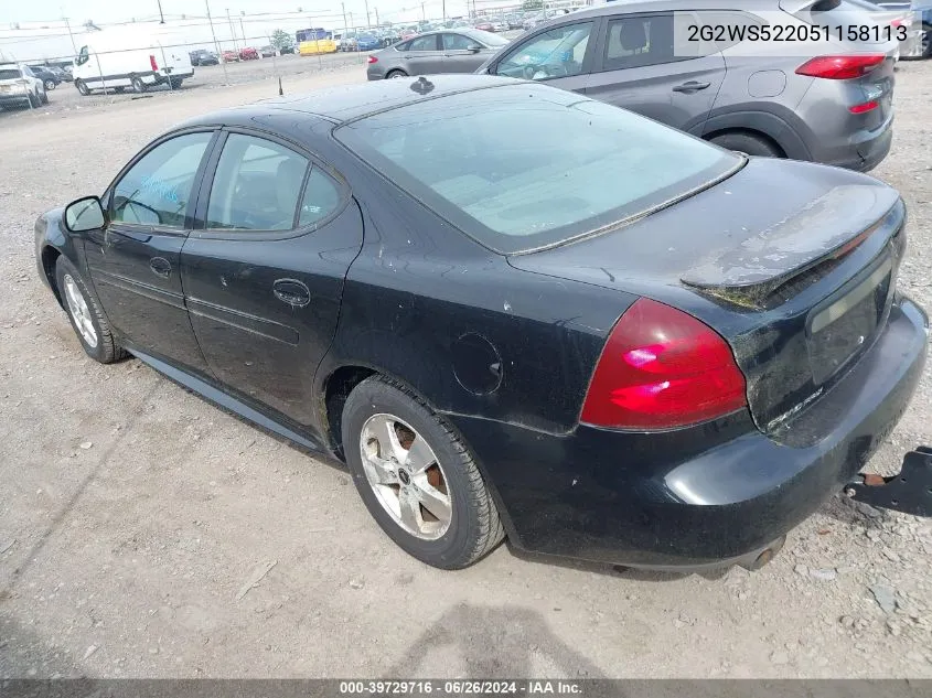 2005 Pontiac Grand Prix Gt VIN: 2G2WS522051158113 Lot: 39729716