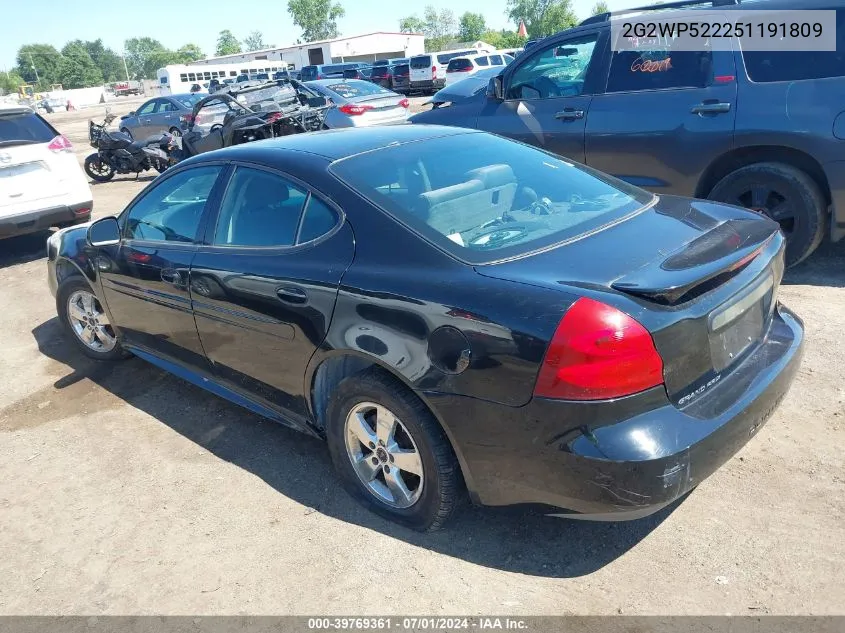 2005 Pontiac Grand Prix VIN: 2G2WP522251191809 Lot: 39769361