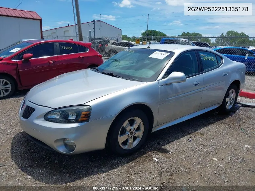 2005 Pontiac Grand Prix VIN: 2G2WP522251335178 Lot: 39777215