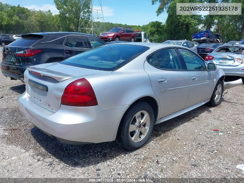 2005 Pontiac Grand Prix VIN: 2G2WP522251335178 Lot: 39777215