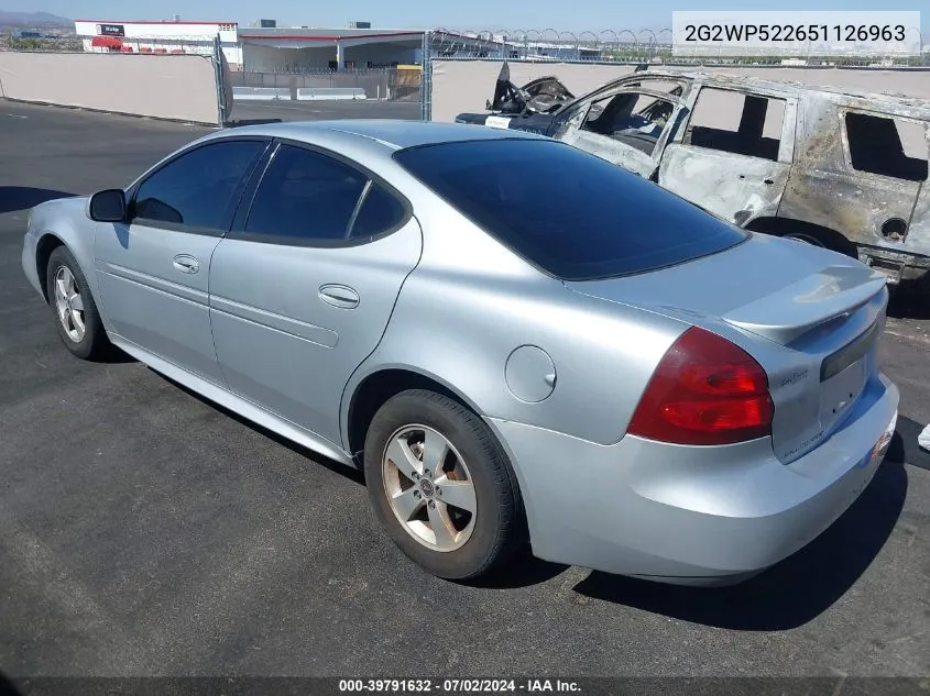 2005 Pontiac Grand Prix VIN: 2G2WP522651126963 Lot: 39791632