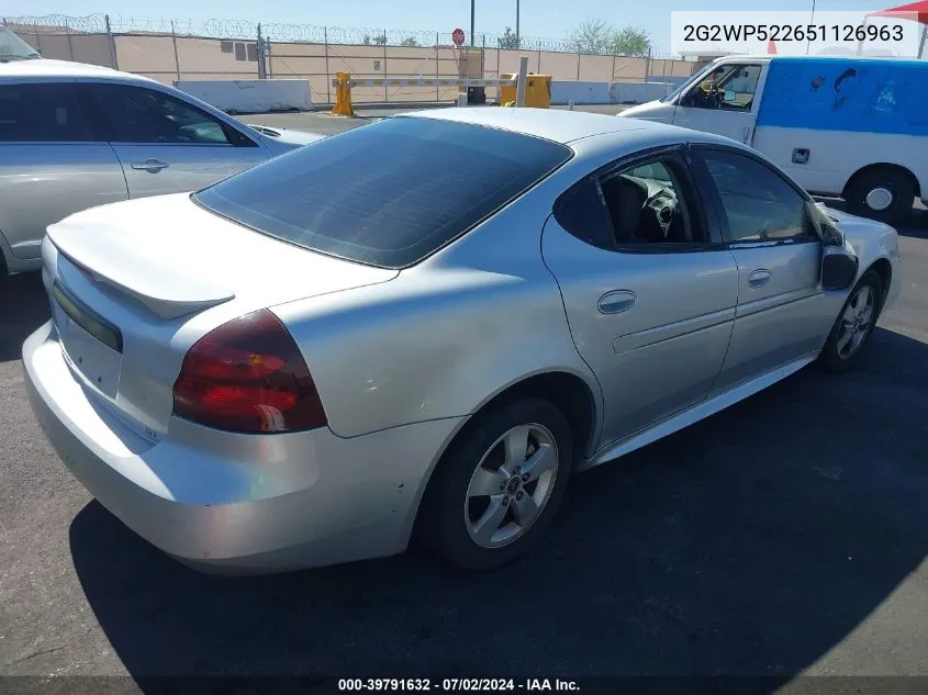 2005 Pontiac Grand Prix VIN: 2G2WP522651126963 Lot: 39791632