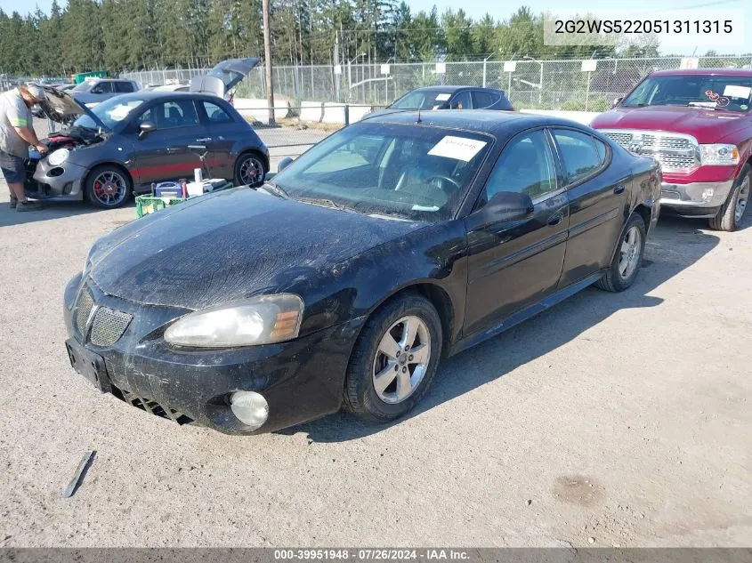 2005 Pontiac Grand Prix Gt VIN: 2G2WS522051311315 Lot: 39951948