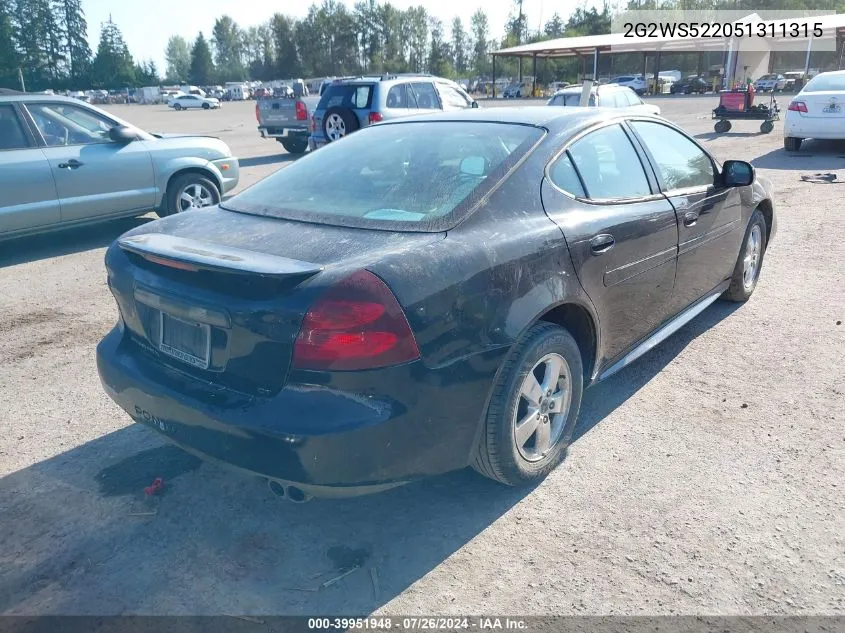 2005 Pontiac Grand Prix Gt VIN: 2G2WS522051311315 Lot: 39951948