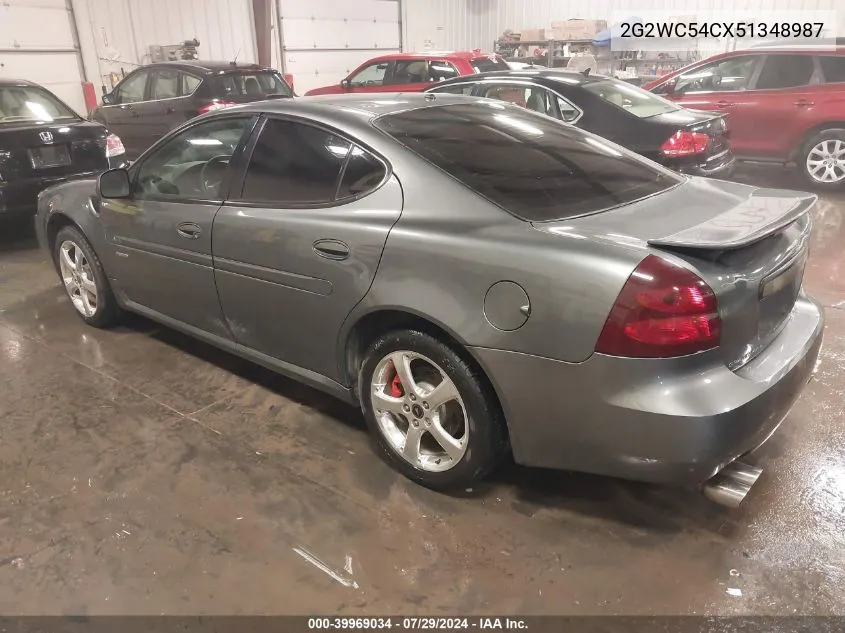 2005 Pontiac Grand Prix Gxp VIN: 2G2WC54CX51348987 Lot: 39969034