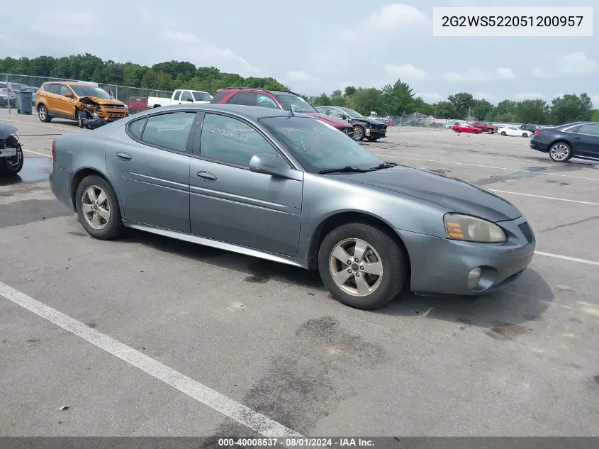 2005 Pontiac Grand Prix Gt VIN: 2G2WS522051200957 Lot: 40008537