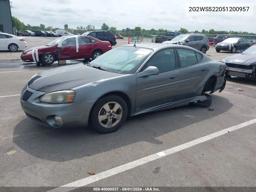 2005 Pontiac Grand Prix Gt VIN: 2G2WS522051200957 Lot: 40008537