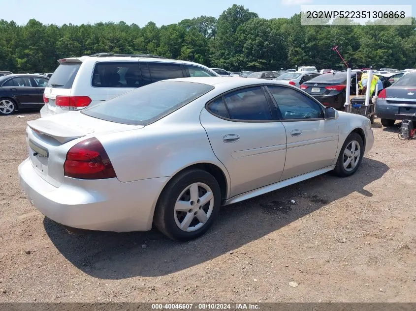 2005 Pontiac Grand Prix VIN: 2G2WP522351306868 Lot: 40046607