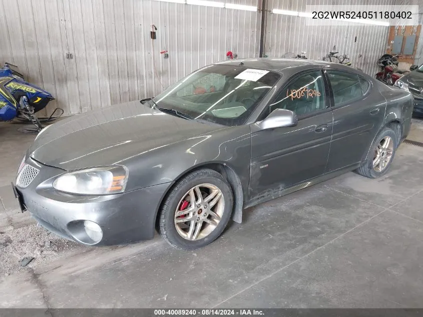 2G2WR524051180402 2005 Pontiac Grand Prix Gtp