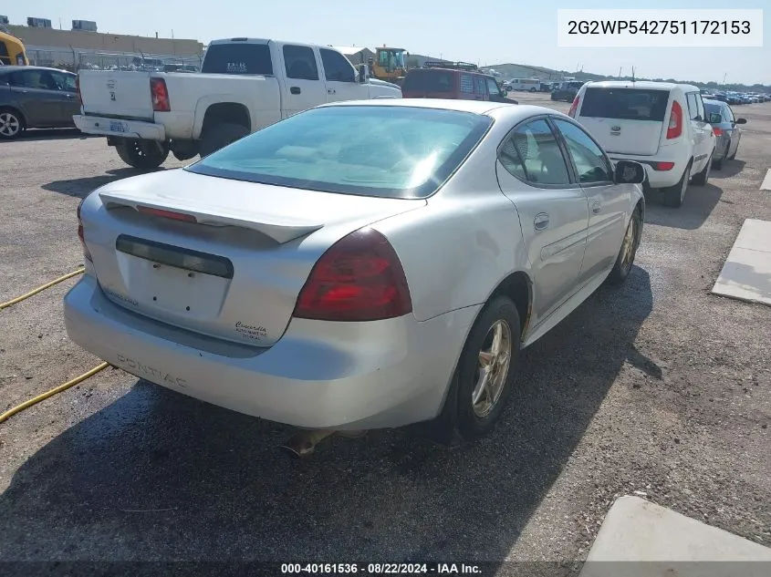 2005 Pontiac Grand Prix VIN: 2G2WP542751172153 Lot: 40161536