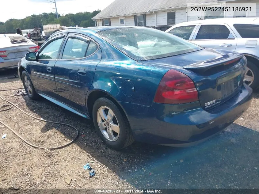 2005 Pontiac Grand Prix VIN: 2G2WP522451186921 Lot: 40295723