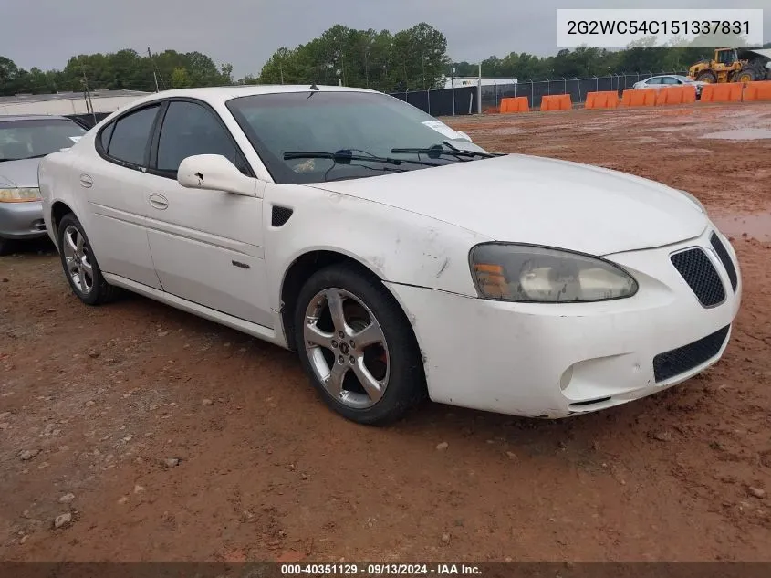 2005 Pontiac Grand Prix Gxp VIN: 2G2WC54C151337831 Lot: 40351129