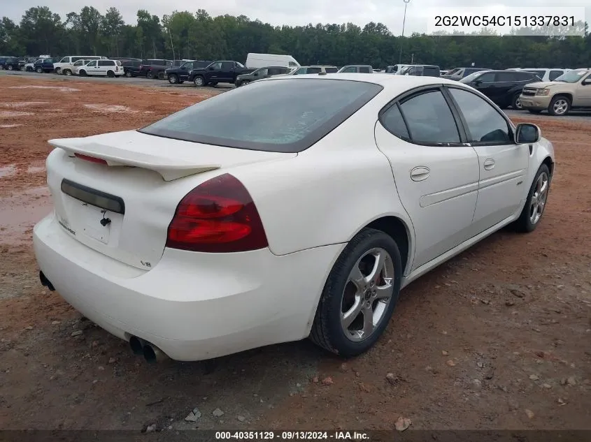 2005 Pontiac Grand Prix Gxp VIN: 2G2WC54C151337831 Lot: 40351129