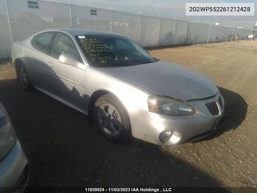 2006 Pontiac Grand Prix VIN: 2G2WP552261212428 Lot: 11859924