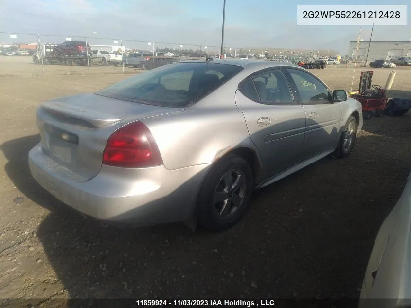 2006 Pontiac Grand Prix VIN: 2G2WP552261212428 Lot: 11859924