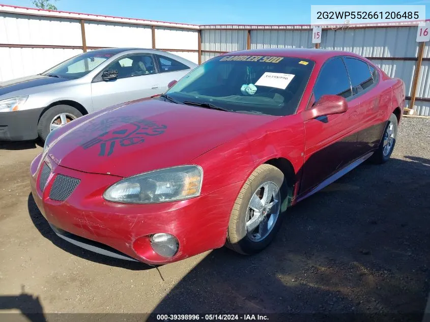 2006 Pontiac Grand Prix VIN: 2G2WP552661206485 Lot: 39398996