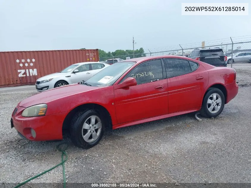 2006 Pontiac Grand Prix VIN: 2G2WP552X61285014 Lot: 39502185