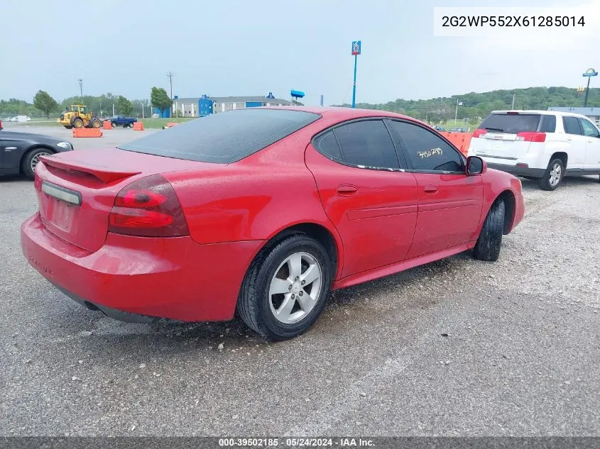 2006 Pontiac Grand Prix VIN: 2G2WP552X61285014 Lot: 39502185