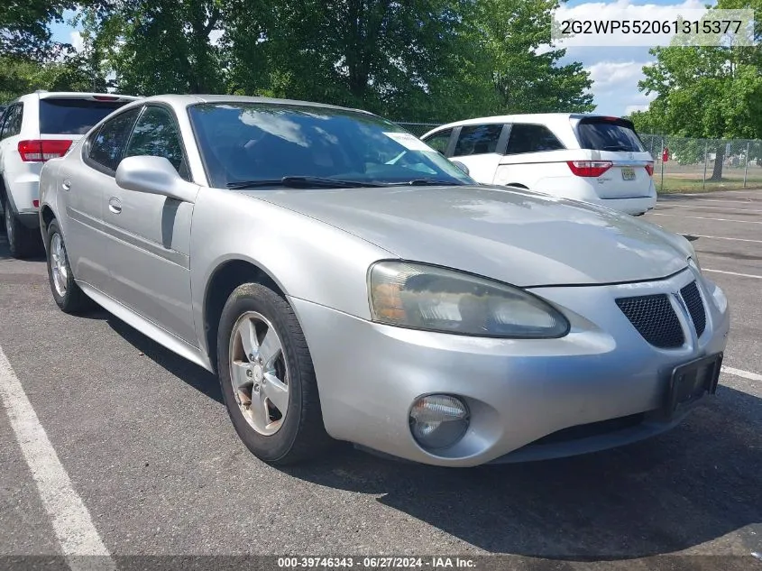 2006 Pontiac Grand Prix VIN: 2G2WP552061315377 Lot: 39746343