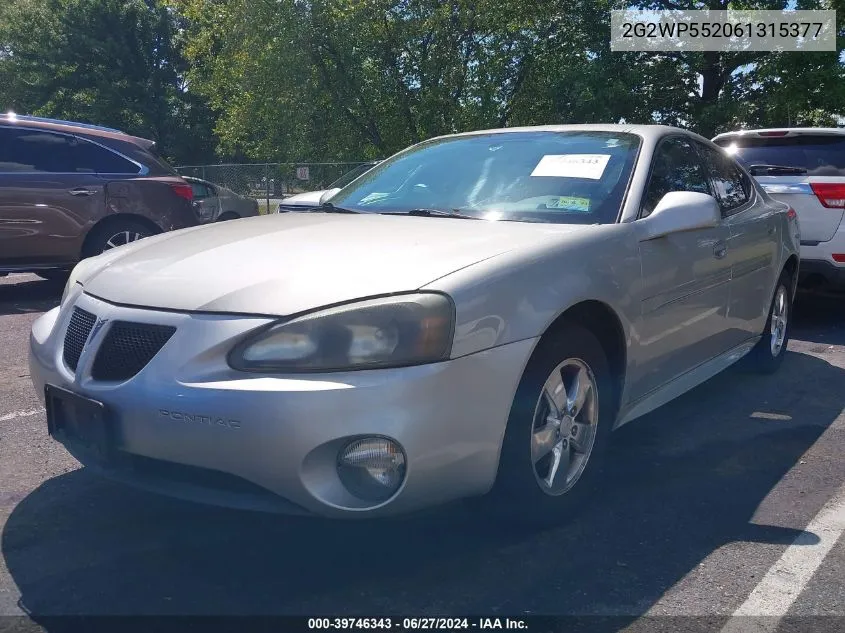 2006 Pontiac Grand Prix VIN: 2G2WP552061315377 Lot: 39746343