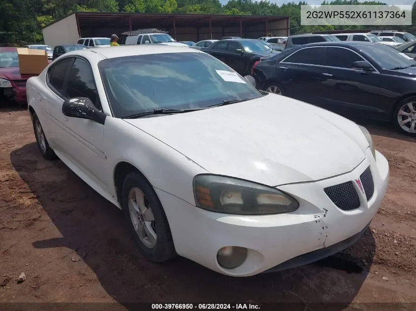 2006 Pontiac Grand Prix VIN: 2G2WP552X61137364 Lot: 39766950