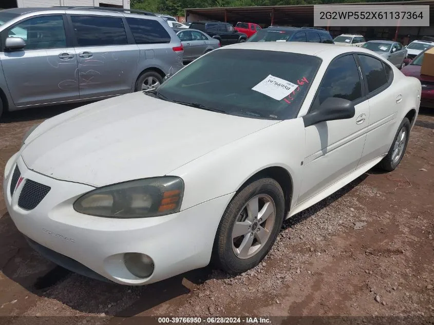 2006 Pontiac Grand Prix VIN: 2G2WP552X61137364 Lot: 39766950