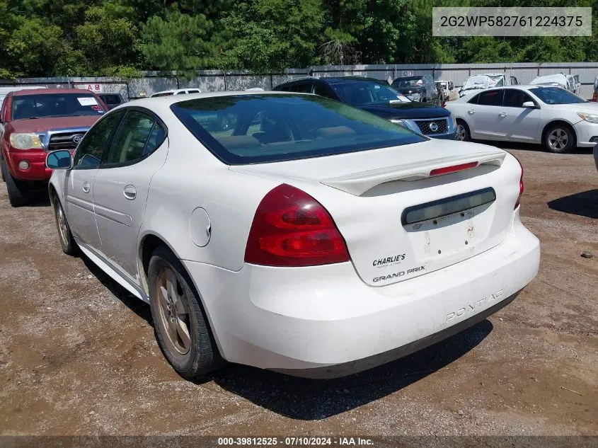 2006 Pontiac Grand Prix VIN: 2G2WP582761224375 Lot: 39812525