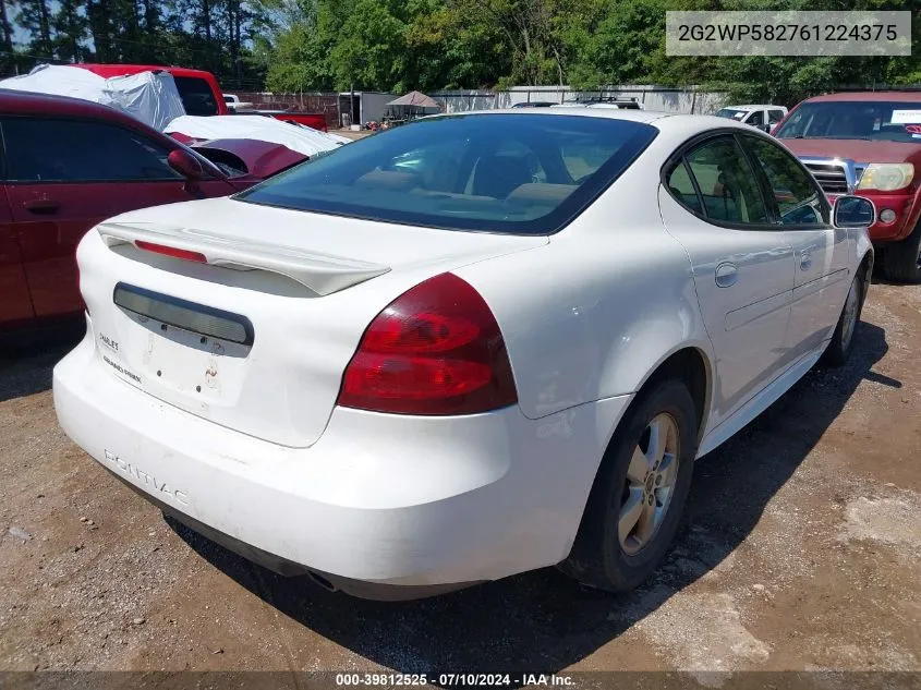 2006 Pontiac Grand Prix VIN: 2G2WP582761224375 Lot: 39812525