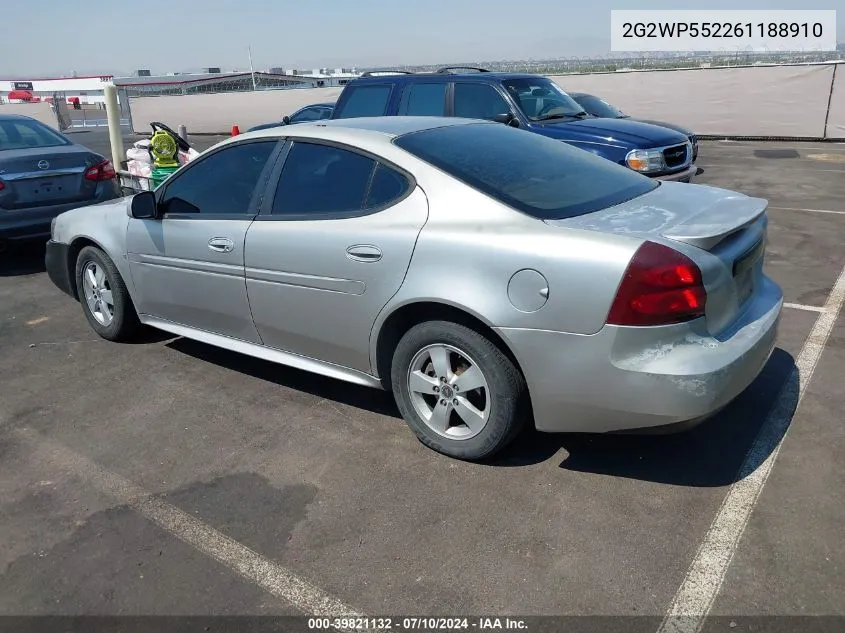 2006 Pontiac Grand Prix VIN: 2G2WP552261188910 Lot: 39821132