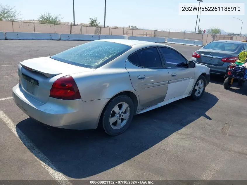 2006 Pontiac Grand Prix VIN: 2G2WP552261188910 Lot: 39821132