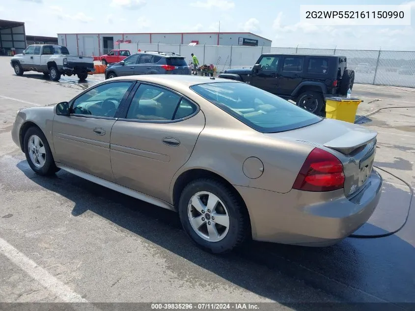 2006 Pontiac Grand Prix VIN: 2G2WP552161150990 Lot: 39835296